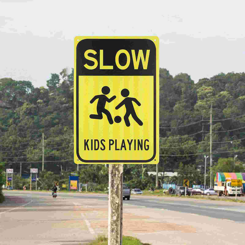 Straßen schild verlangsamen Verkehrs zeichen Kinder spielen Warnschild Metall Straßen schild Verkehr Straßen schild Kinder verlangsamen Zeichen Warnung Verkehr