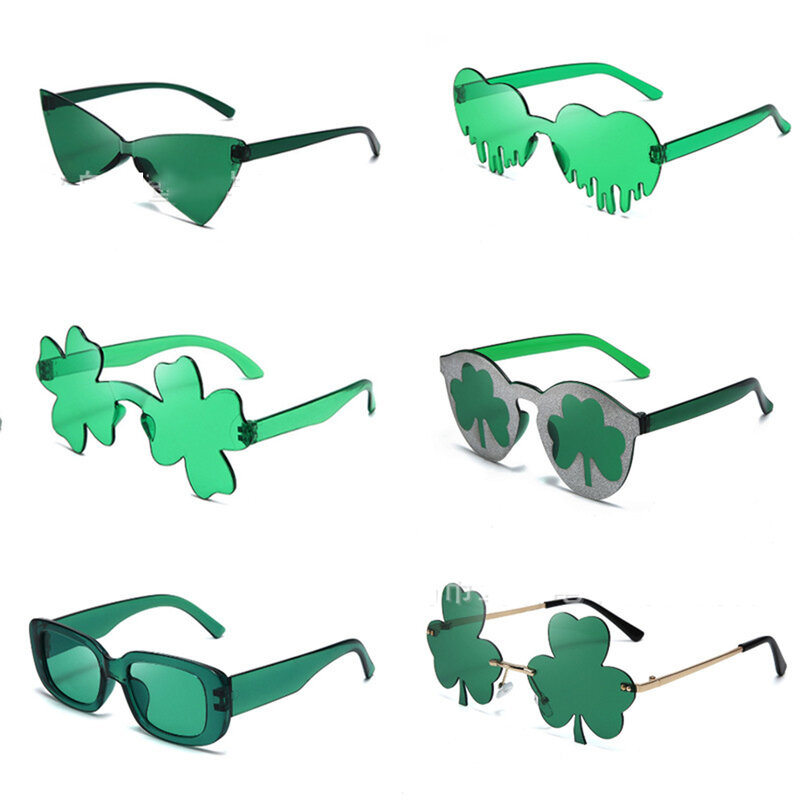 Lunettes de soleil à trèfle pour femmes et hommes, 1 pièce, lunettes de Saint-Patrick amusantes pour femmes et hommes, accessoires de tenue de fête Cosplay, lunettes de vacances