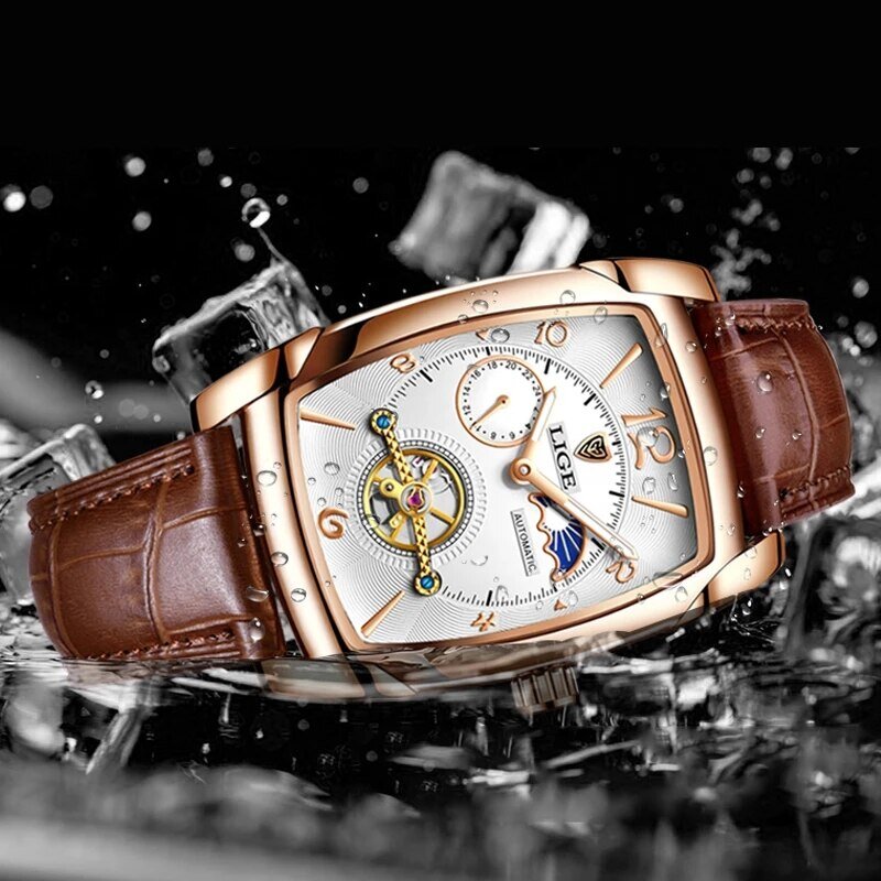 2024 lige neue Herren uhr automatische mechanische Uhr für Herren Business Sport Armbanduhr leuchtende wasserdichte Ledergürtel uhr männlich