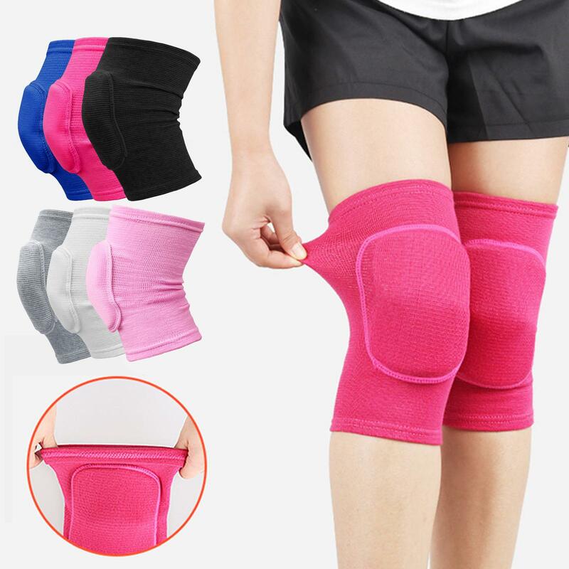 2 buah/set bantalan lutut kompresi olahraga pelindung lutut elastis tebal spons penahan lutut penyangga untuk latihan menari