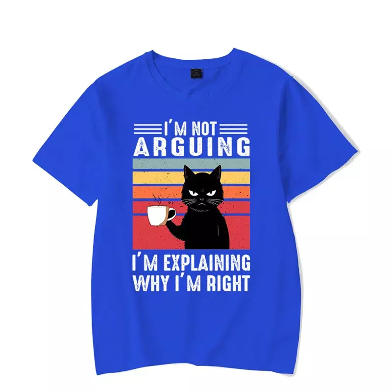 Czarny kot nie kłócę się z graficznymi koszulkami śmieszne koszulki z kawą kota T-shirt w za dużym rozmiarze modą koszulki Harajuku mężczyzn koszulka markowa