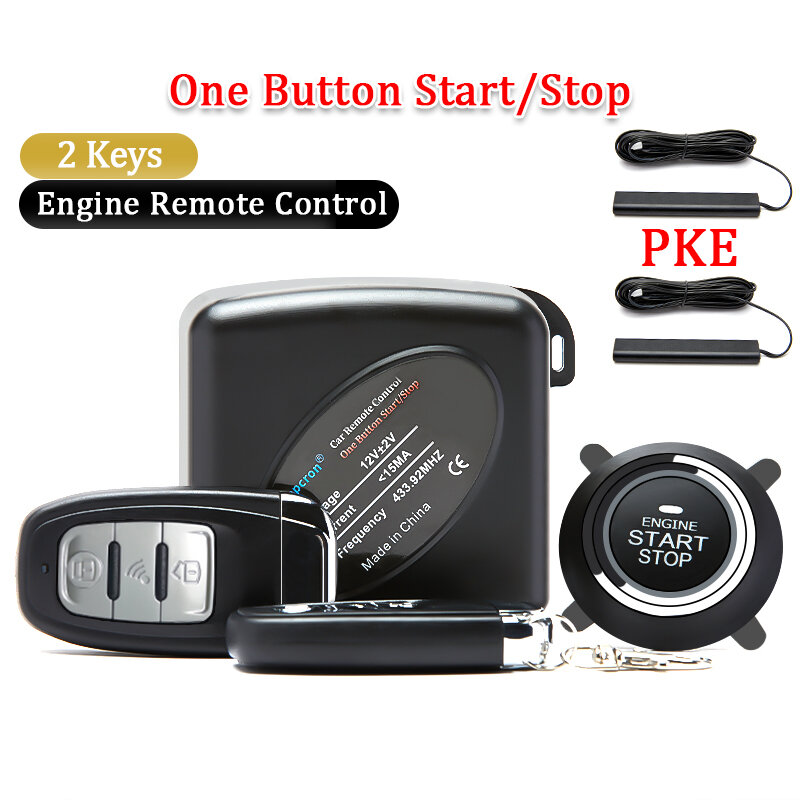 Control remoto de alarma de coche, sistema de arranque de motor de entrada sin llave, botón pulsador, parada de arranque automática, PKE