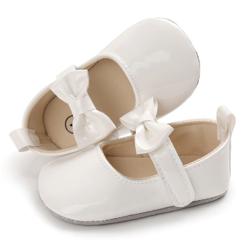 Обувь для маленьких девочек, Туфли Мэри Джейн на плоской подошве с бантом, обувь для принцессы, обувь для детской кроватки, нескользящая подошва, обувь для первых шагов