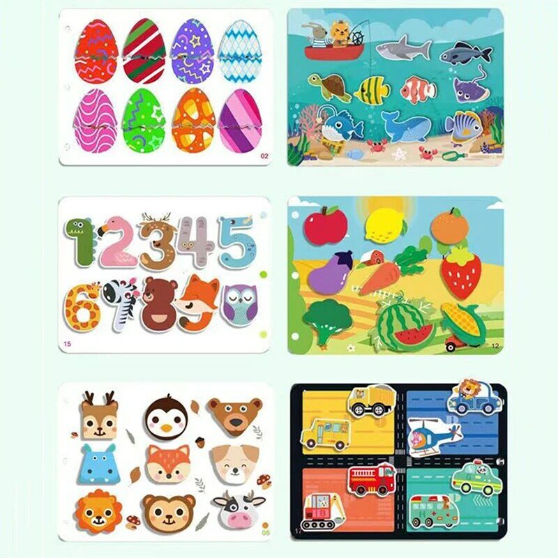 Montessori Baby Busy Book My First Quiet Book Paste Early Learning Education Toy Children Matching Game Toys for Kids 1 2 3 Year