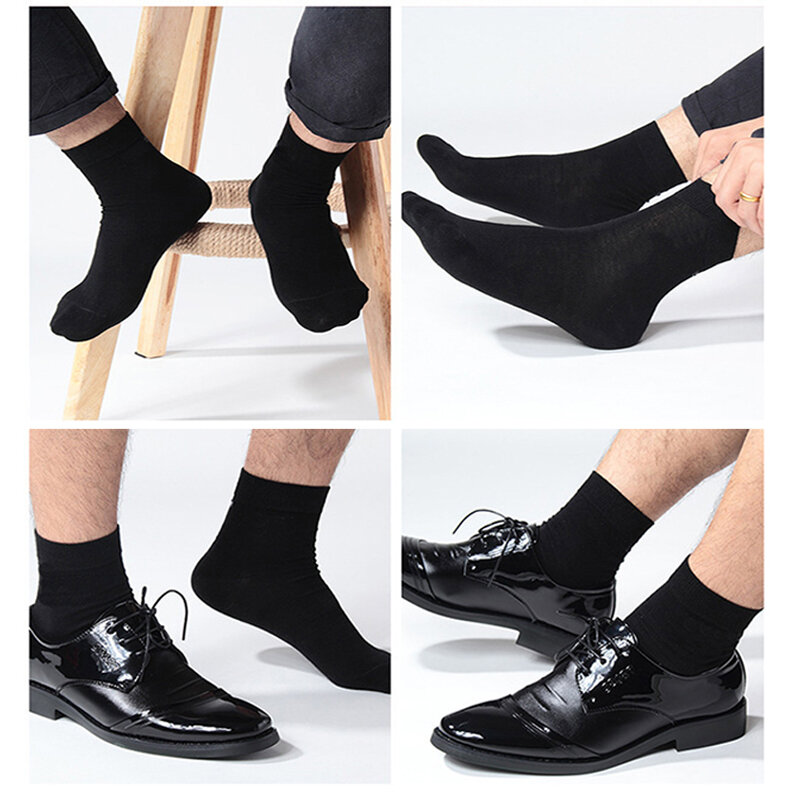 5 paires de chaussettes en coton pour hommes et femmes, couleur Pure, de haute qualité, douces, respirantes, antibactériennes, noires, pour hommes d'affaires