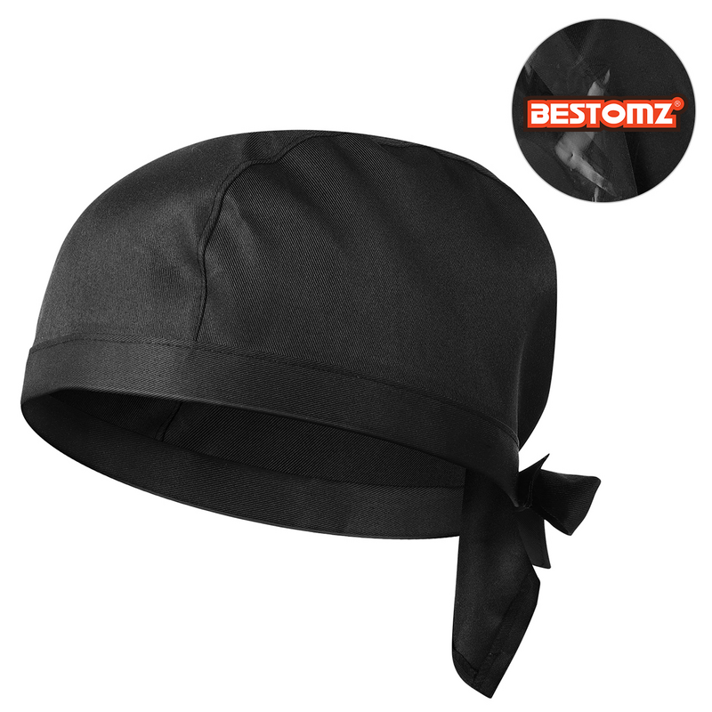 Bestomi topi koki bajak laut, topi seragam pelayan toko roti restoran memasak topi kerja (hitam)