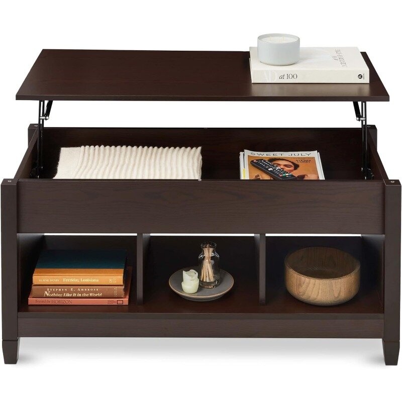 Lift Top Coffee Table Hidden Storage Coffee Table, Wooden Dining Coffee Table, Accent Table Furniture for Living Room