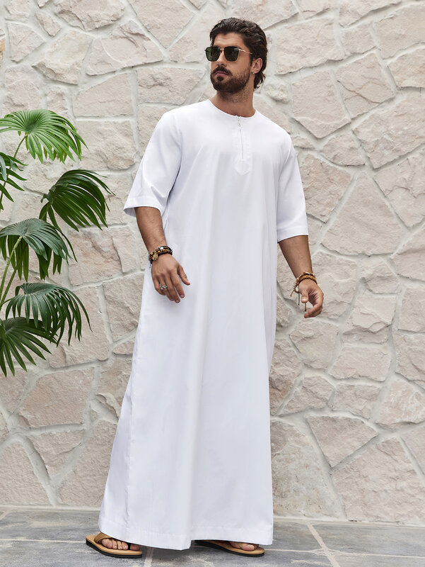 ثوب رجالي تقليدي محجوب بالألوان ، ملابس رجالية إسلامية ، ثوب طويل ، رداء قميص ، موضة الشرق الأوسط ، رمضان الإسلامي