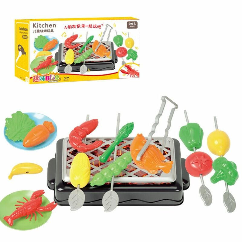 Mainan simulasi dapur anak-anak, 23 buah/set mainan simulasi dapur BBQ bermain peran plastik mainan pendidikan dini mainan anak-anak barbekyu