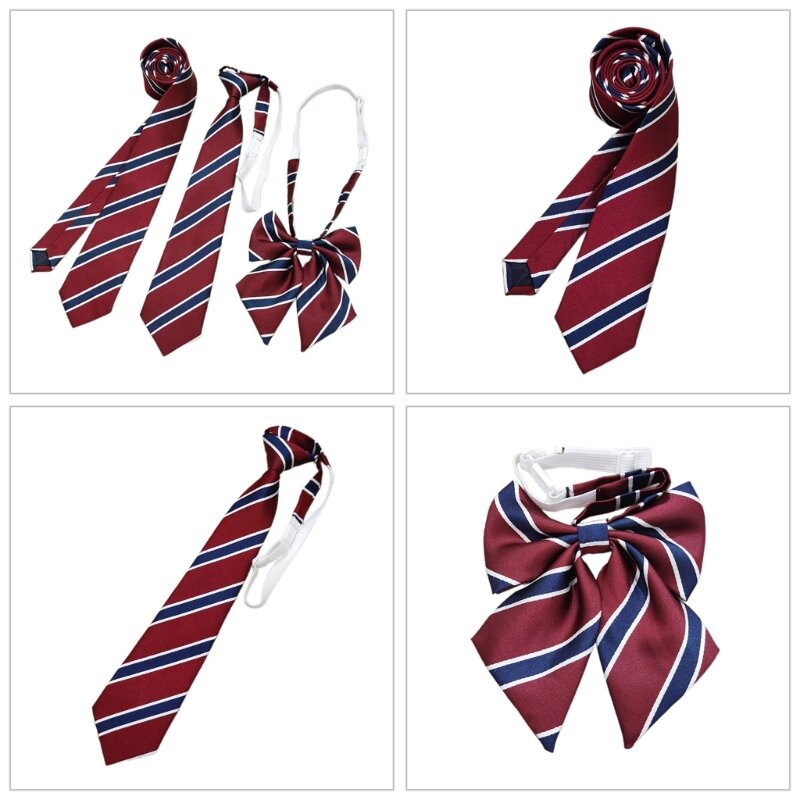 Fashion Striped Neckties for Masquerades Woman Teen Girl Necktie British