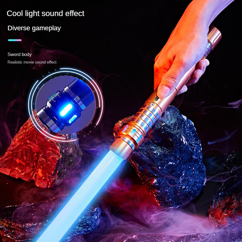 Lightsaber mainan Pedang Laser logam RGB, pedang cahaya Saber 7 warna berubah anak SoundFont Force FX FOC Blaster mainan Jedi Laser hadiah pedang