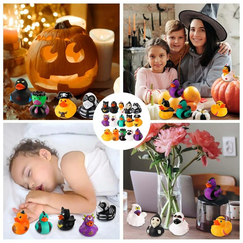 2/6/12 PC Halloween Rubber Ducks Halloween Ducks for Jeeps with Various Halloween Characters Novelty Rubber Duck Toys