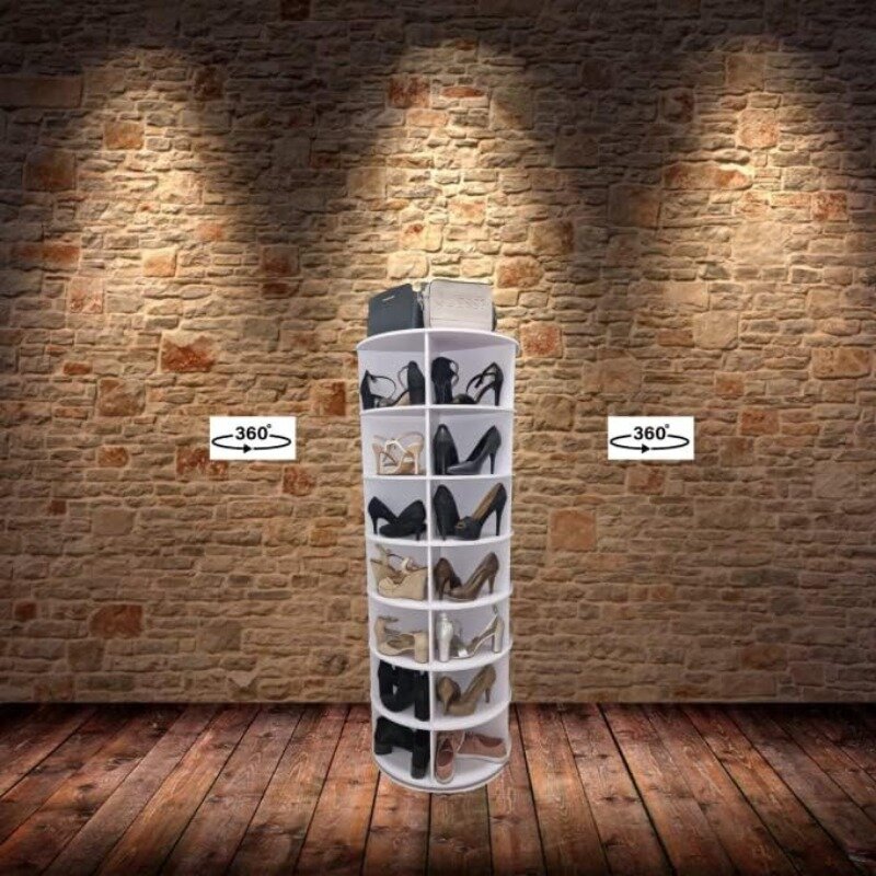 Torre portascarpe rotante originale, tenuta a 7 livelli originale oltre 35 paia di scarpe, espositore per scarpe da Spinning Lazy Susan, girevole 360