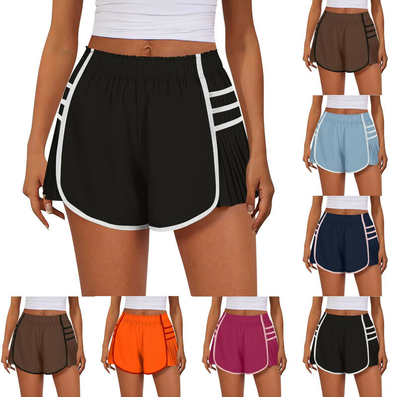 Pantalones cortos de cintura alta para mujer, Shorts deportivos para correr, entrenamiento, gimnasio, secado rápido, Yoga, tenis, verano, 2024