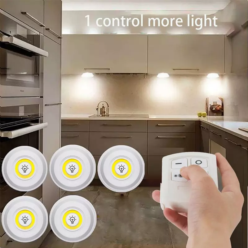 Lampu bawah kabinet COB dapat diredupkan 3W, lampu LED malam, lampu lemari, tombol tekan, lampu tangga, sakelar jarak jauh, lampu dapur, kamar mandi
