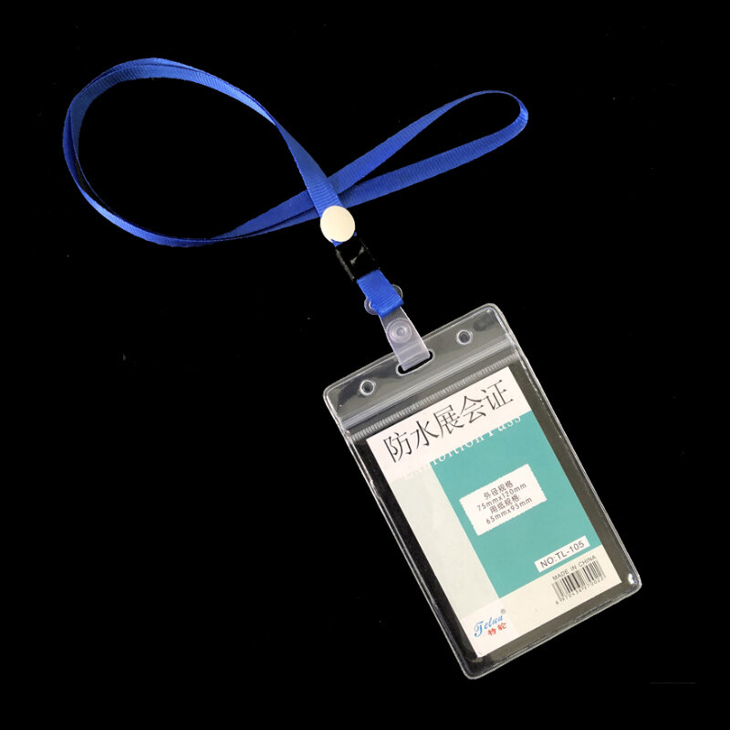 PVC กันน้ำ ID ผู้ถือบัตรชื่อ Tags ผู้ถือป้ายกันน้ำ Resealable ซิป Lanyard เครื่องเขียนอุปกรณ์สำนักงาน