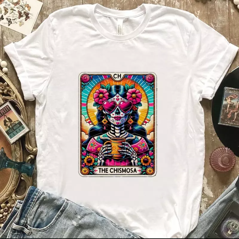 Letnia modna koszulka Chismosa Top z nadrukiem damska w stylu Casual modne ubrania wzór T-shirt damska odzież podstawowa T-Shi