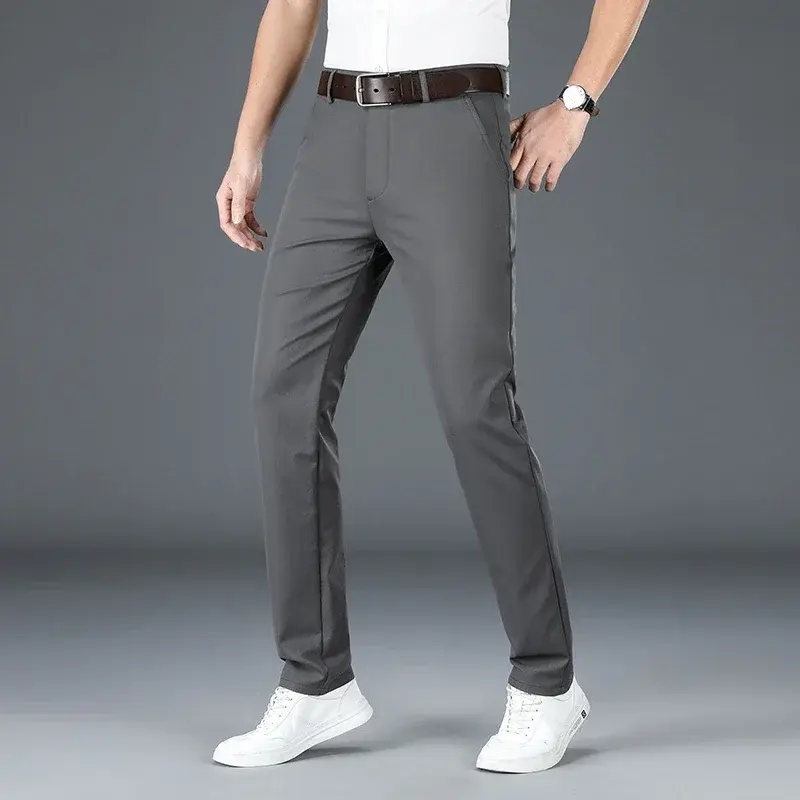 Мужские длинные брюки в деловом стиле, повседневные эластичные прямые деловые брюки, большие размеры 30-40, весна-лето 2024