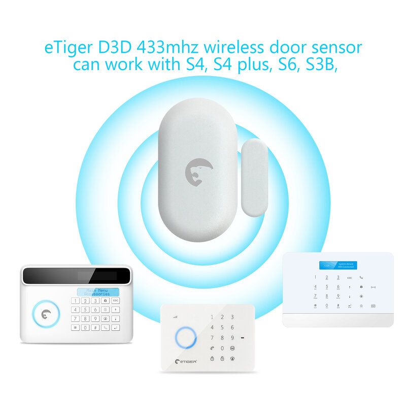 eTIGER ES-D3D 4pcs Wireless Door/Window Contact Alarm Window Door Sensor Detector For eTiger Alarm