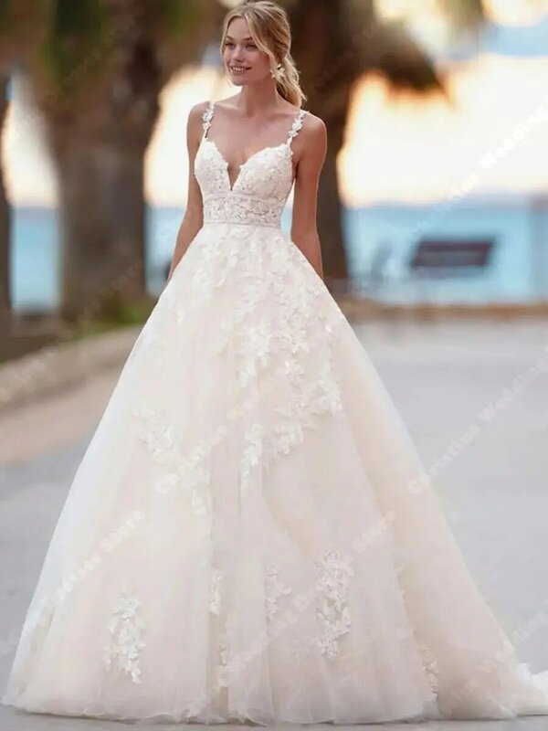 Najnowsza suknie ślubne w kolorze kości słoniowej z elegancką seksowną suknią balową bez pleców 2024 bez rękawów błyszczące cekinowe koraliki damskie Vestidos De Novia