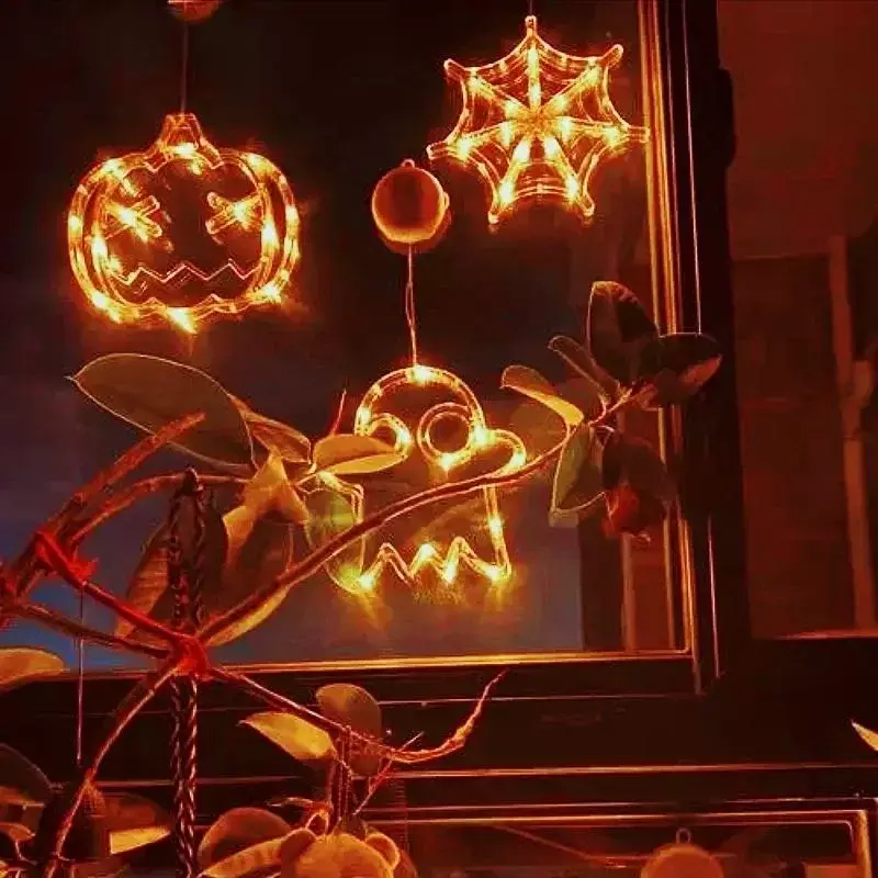 Новейшая Присоска на Хэллоуин, фонарь на окно, лампа в виде тыквы, паука, летучая мышь, призрак, крышка, паук, интерьер, декоративная лампа