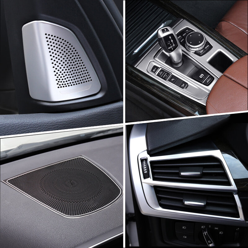 سيارة الداخلية ناقل الحركة تكييف الهواء CD باب دخول بلوح صلب مسند ذراع غطاء الكسوة ملصق اكسسوارات السيارات لسيارات BMW X5 X6 F15 F16 التصميم