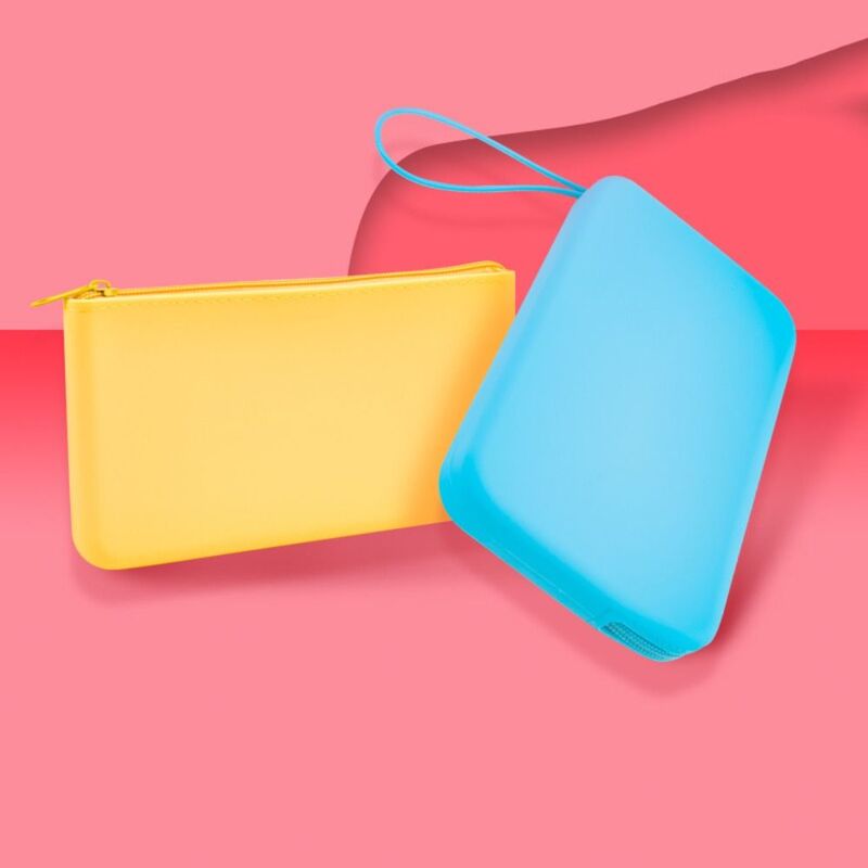 Borsa cosmetica quadrata portatile borsa portaoggetti in Silicone impermeabile di grande capacità Mini portamonete Casual portamonete per trucco