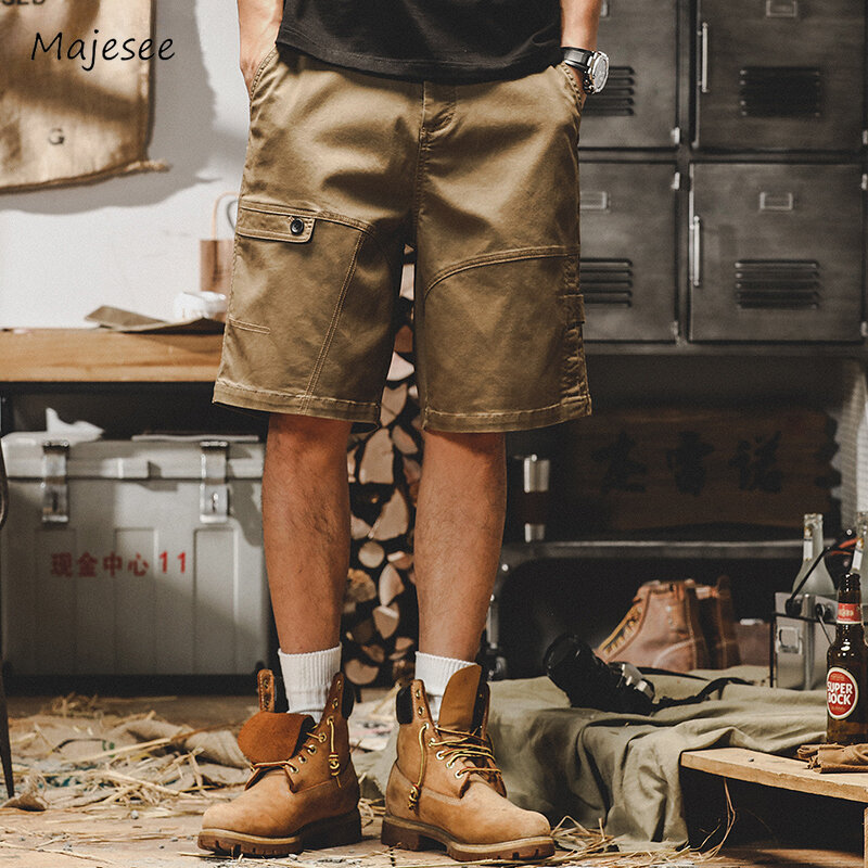 Shorts retos assimétricos para homens, streetwear retrô solto, estilo safari americano, vitalidade jovem hipster, roupas minimalistas populares