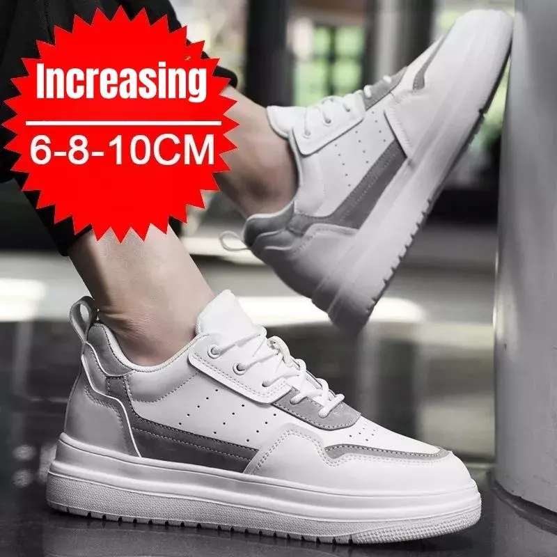 Sepatu kets Sol dalam tidak terlihat pria, sepatu olahraga kasual 10cm gaya Korea musim gugur 2024