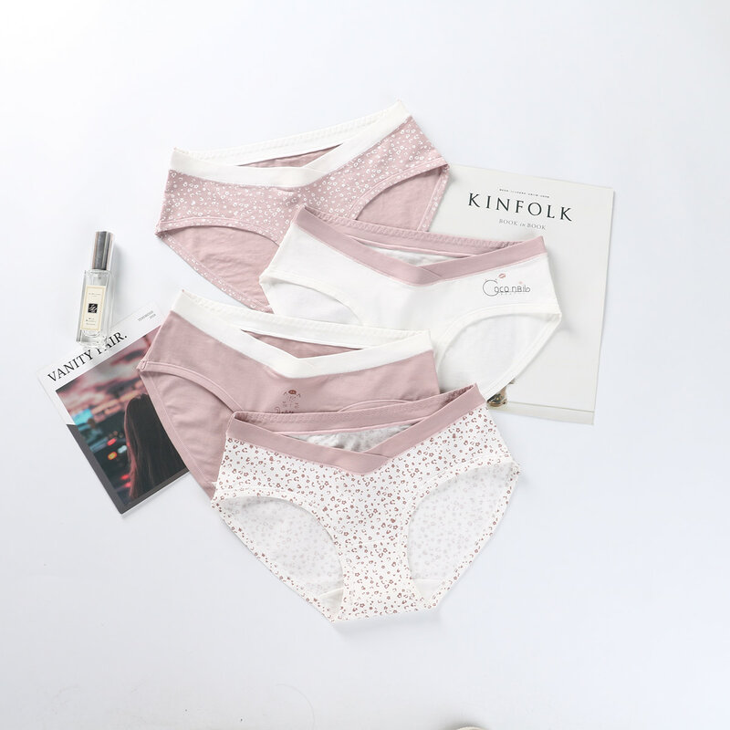Seksowny nadruk wzór lamparta bawełniane majtki ciążowe niskiej talii V figi odzież dla ciężarnych kobiet lato bielizna ciążowa bielizna