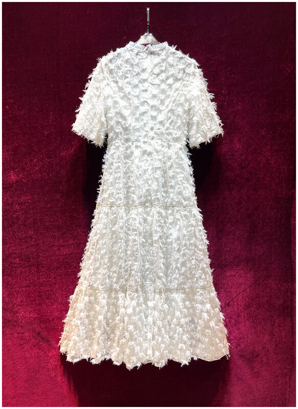 lingzhiwu White Long Dress Elegant Ladies Designer Short Sleeve Dresses Slim Waist Holiday Vestidos Top Quality 2024 New Arrive