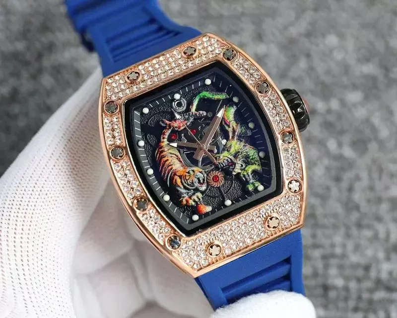 2024 Top Luxe Aaa Kwaliteit Heren Rm Dragon Tijger Painting Horloge Met Heren Diamanten Merk Horloge