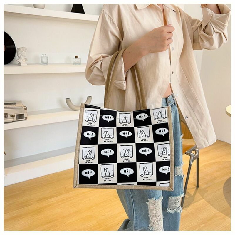 Large Capacity Shoulder Bags New Cotton And Linen Reusable Shopping Bag Handbags Women