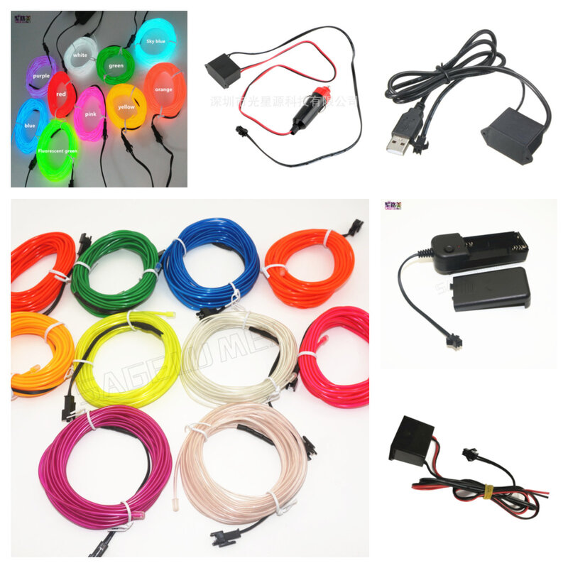 네온 조명 댄스 파티 장식 조명, USB 네온 LED 램프, 유연한 EL 와이어 로프 튜브, 방수 LED 스트립 테이프, 3V, 5V, 12V, 2M, 3M, 5M