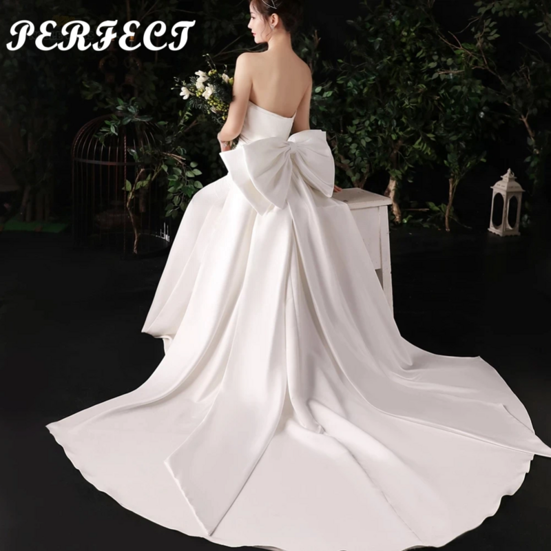 Gaun pengantin perempuan terpisah sempurna pita Satin besar simpul dapat dilepas aksesori pernikahan gaun pengantin dapat dilepas