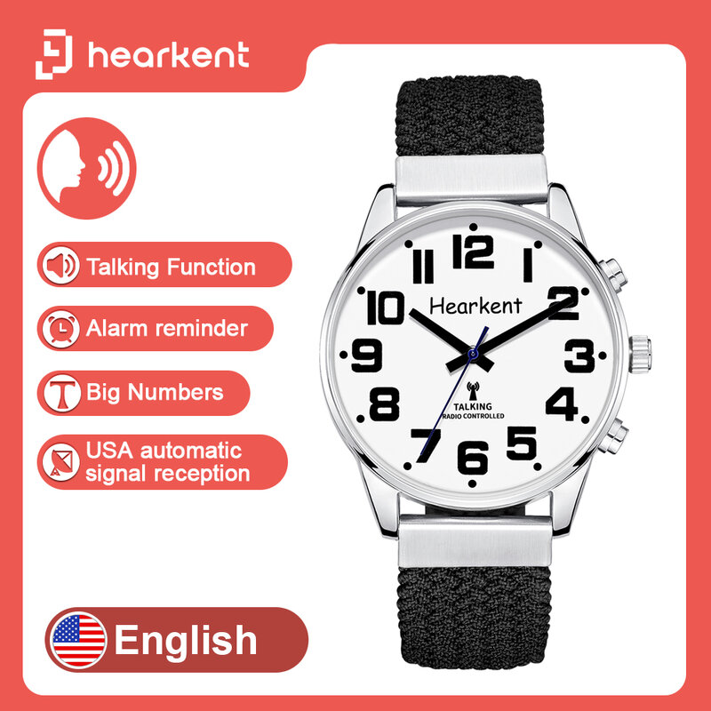 Hearkent Talking Watch Men Hourly Chime for Visually impaired ,Blind Vintage Quartz Watches Big Number Easy-to-Read for Elderly