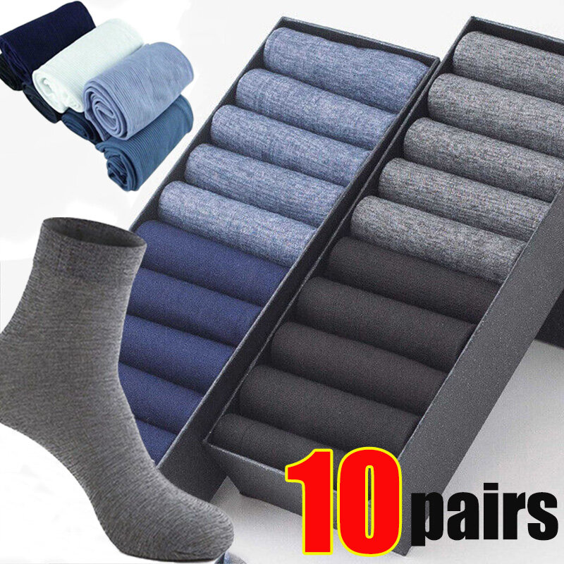 10pairs Bamboo Fiber Men Socks Summer Spring Sports Socks Sweat Absorption Deodorant Thin Stripe Breathable Silk Long Sock