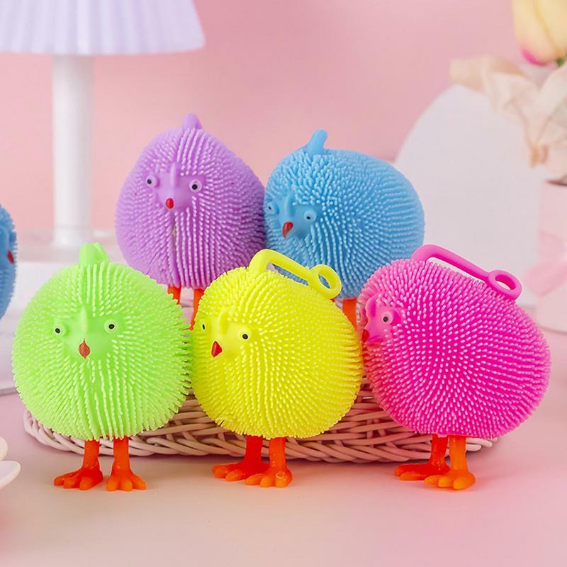 Novelty LED Flashing Cute Chickens Puffer Vent Ball Squeeze Anxiety Relief Reaction Kids Toy Children Adults Gifts
