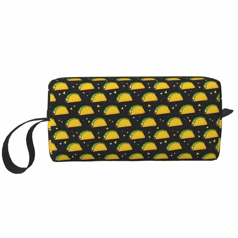 Yummy Taco Pattern Makeup Bag Cosmetic Organizer Storage Dopp Kit Toiletry Cosmetic Bag for Women Beauty Travel Pencil Case