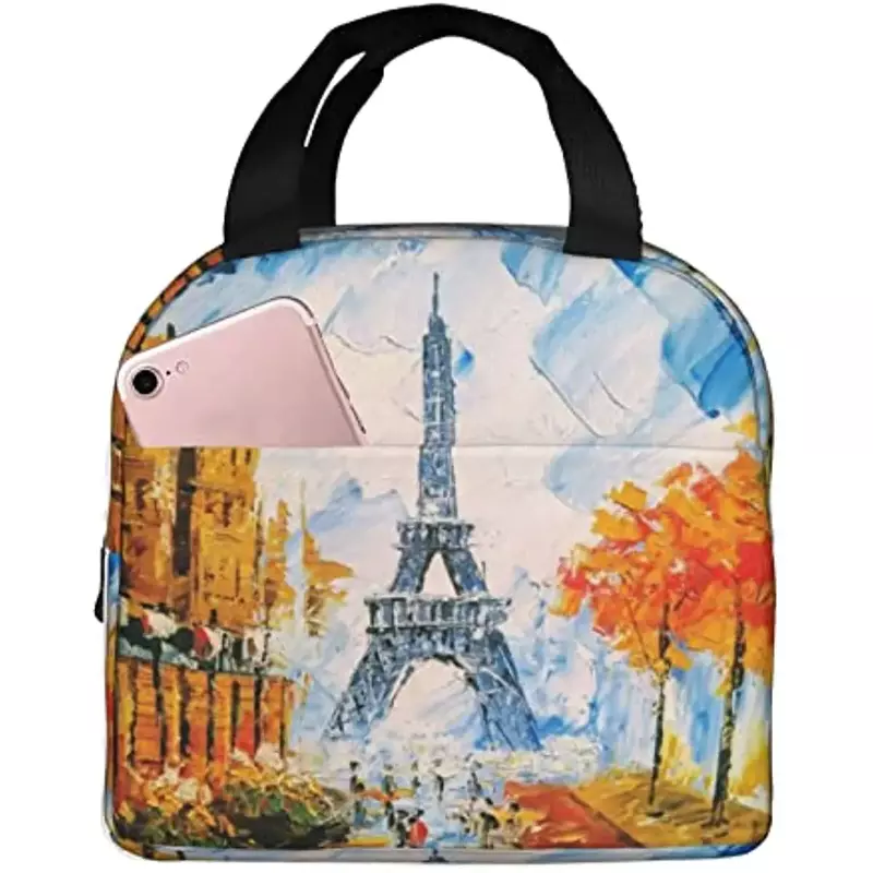 صندوق غداء برج إيفل باريس معزول ، حقيبة حمل مقاومة للماء قابلة لإعادة الاستخدام ، مدرسة ، عمل ، كلية ، خارجي