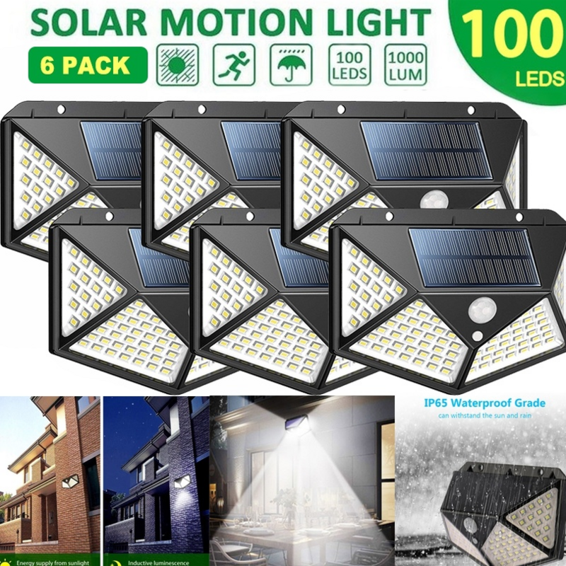 Applique murale solaire à 100 LED avec détecteur de mouvement, étanche conforme à la norme IP65, luminaire décoratif d'extérieur, idéal pour un jardin ou une rue