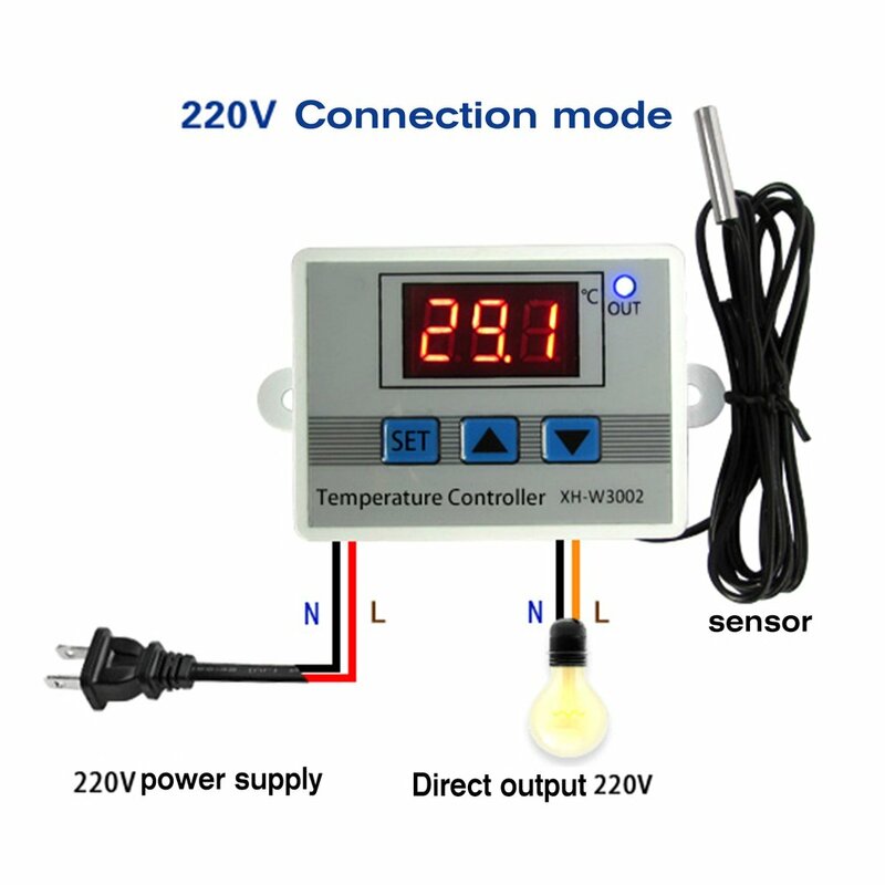 منظم حرارة رقمي مزود بتقنية LED منظم حرارة 12 فولت/24 فولت/220 فولت جهاز تحكم في درجة الحرارة بمفتاح تحكم في درجة الحرارة