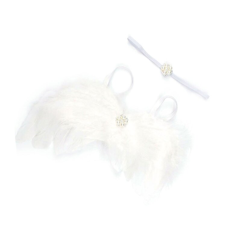 Hübsches Engel-Kostüm für Neugeborene, weiches Engel-Baby-Flügel- und Stirnband-Set für Mädchen