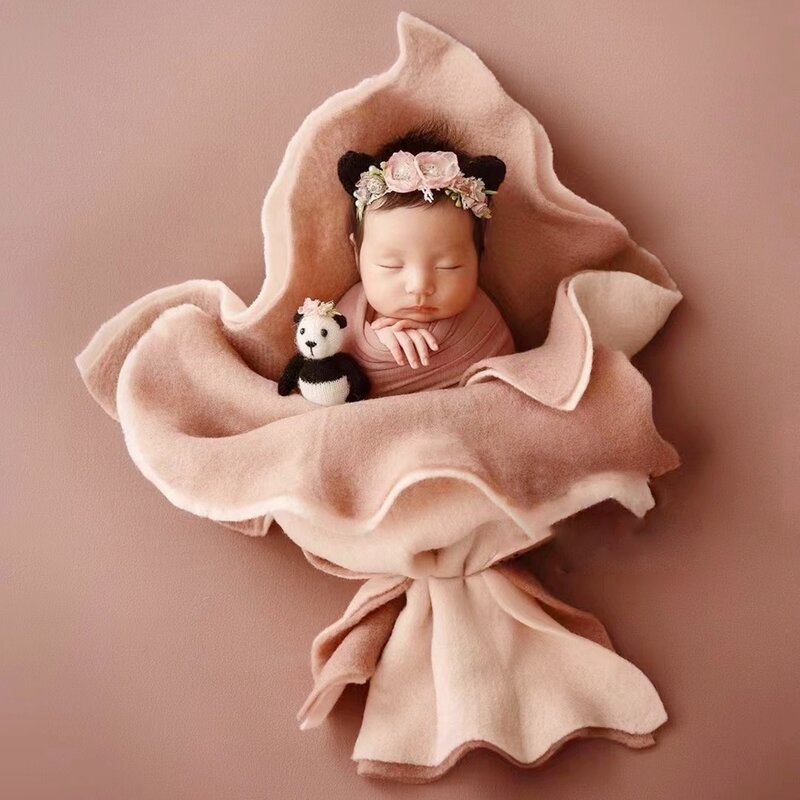 Capas de fieltro de lana para recién nacido, accesorios de fotografía para bebé, envoltura envolvente