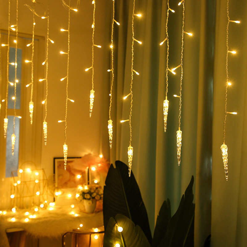 クリスマスの窓の花輪,カーテン用,LEDライト,新年,クリスマスの装飾,家用