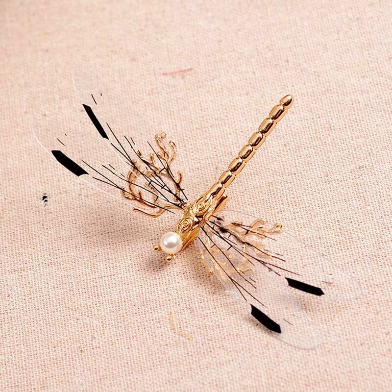 Fancy Accessories Bridal Baroque Pearl Women Jewelry Gold Headdress Wedding Dragonfly Hairpins