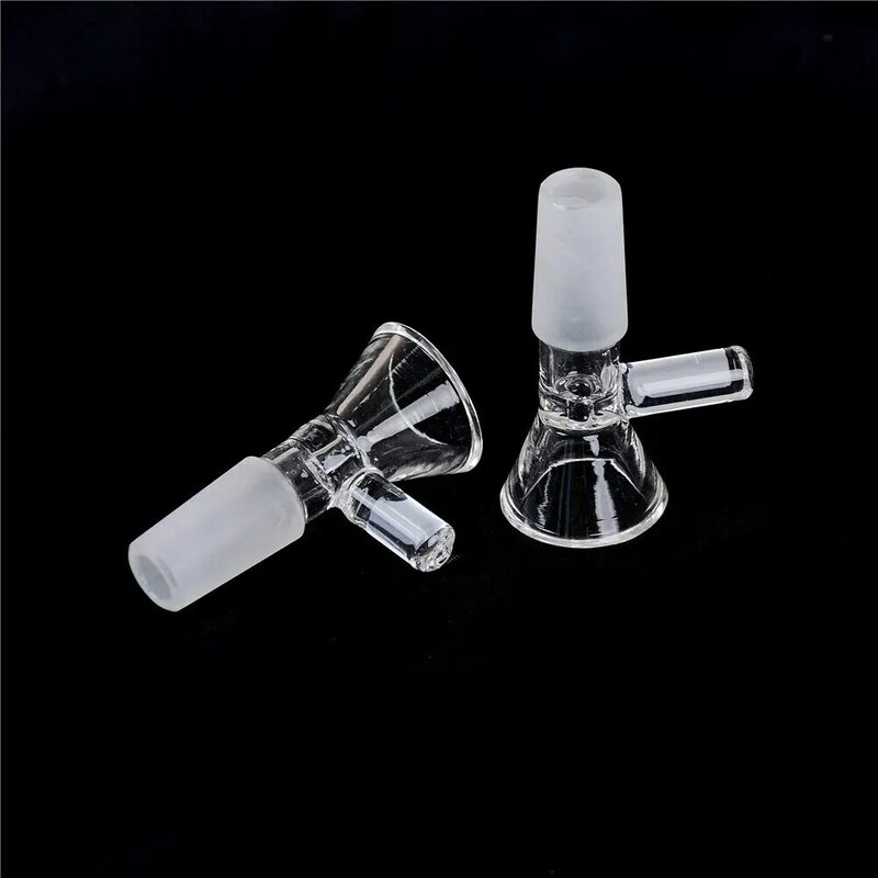 Laboratório Borosilicato Vidro Joint Clear Slide, Tigela de vidro masculino com alça, Funil tipo tigela, Química Vidraria, 14mm, 18mm