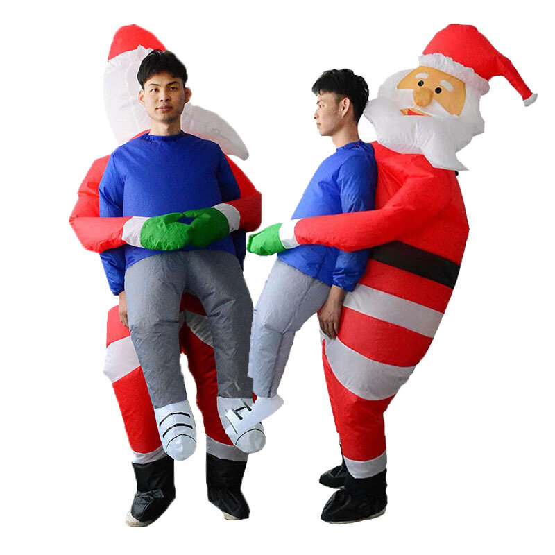 Traje inflável de Papai Noel para adultos, suporte engraçado, roupas de mascote, paródia cosplay, decoração de Natal, abraço pessoas, homem, mulheres