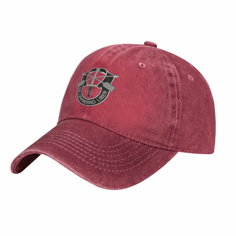 Casquette de baseball avec insigne des forces spéciales pour hommes et femmes, chapeau réglable pour papa, imprimé de motifs, rouge