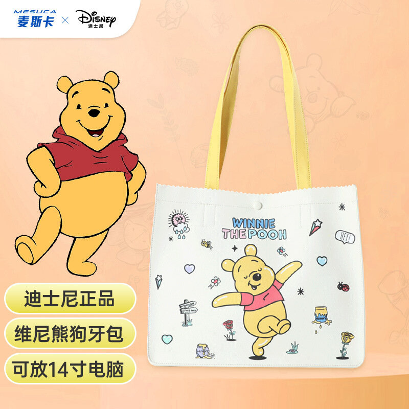 Disney-monederos y bolsos de lona Winnie The Pooh para mujer, bolso de hombro Kawaii de gran capacidad, estuche de Anime, billetera linda